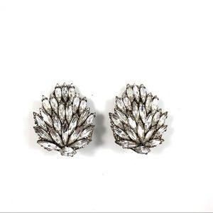 Vintage Hanae Mori Crystal Clip-On Earrings
